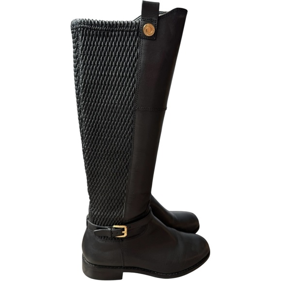 COLE HAAN‎ NWOB Women's Galina Black Leather Riding Boots Tall Knee High Zip 6.5 - Picture 3 of 6